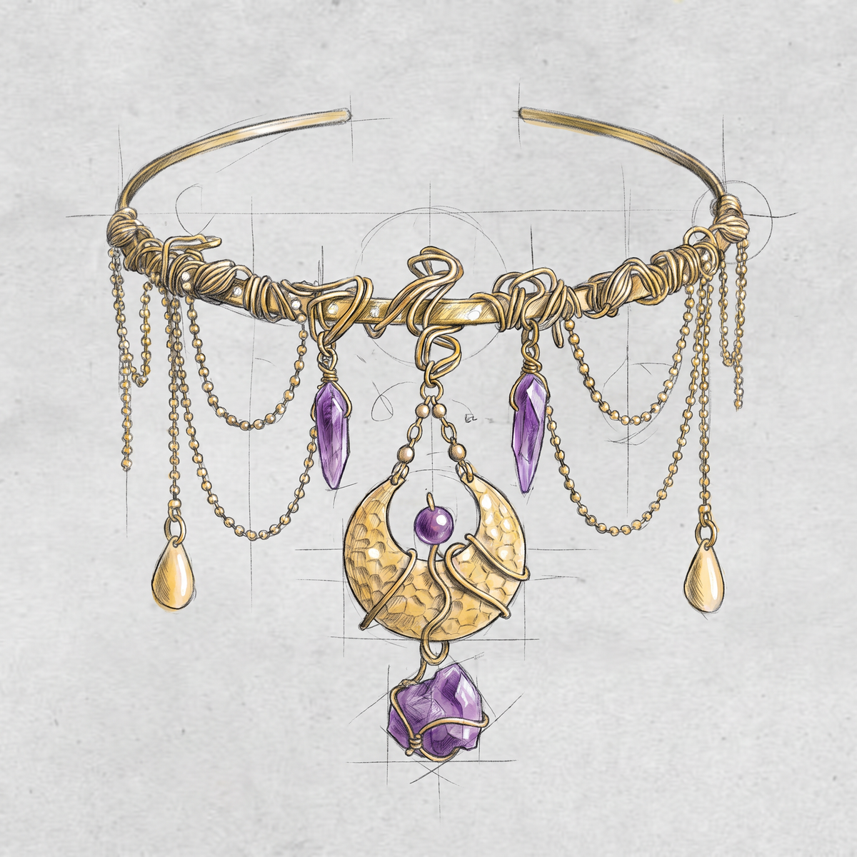 WireWeave · Amethyst Arcana Choker
