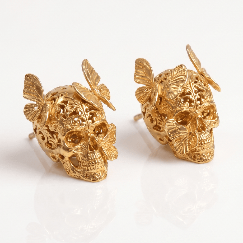 Cinderwing Skull Earrings