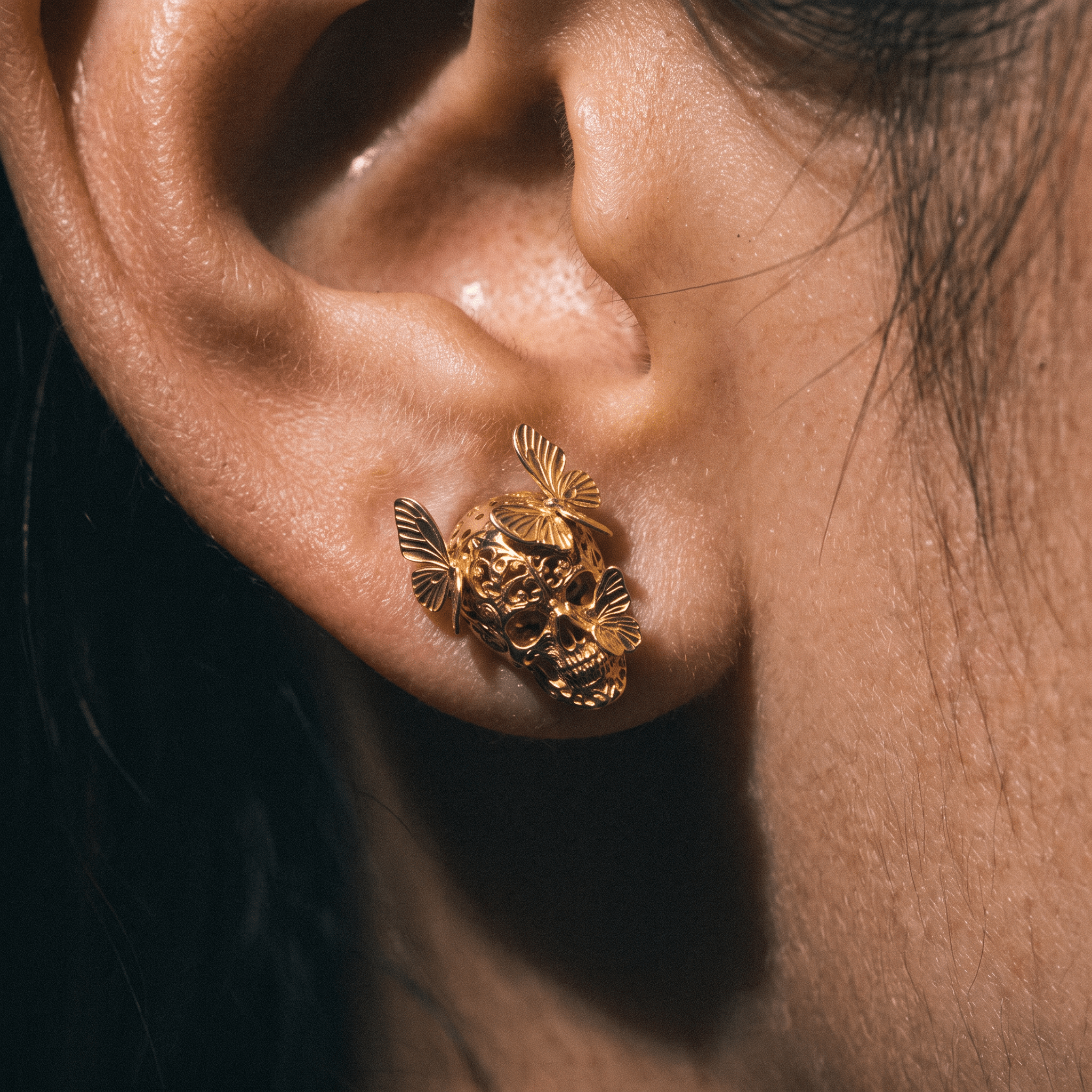 Cinderwing Skull Earrings